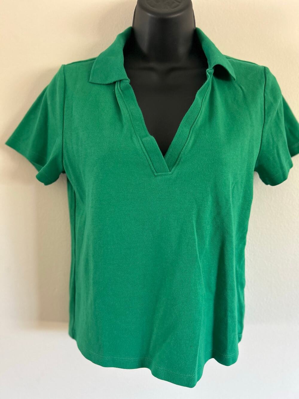 Old Navy Green Split Neck Polo Top 100% Cotton Large